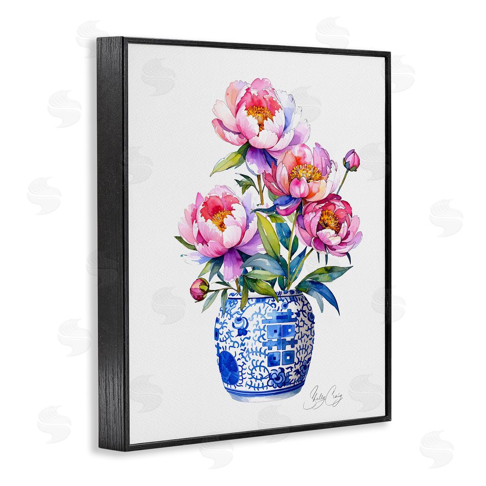 Shelly Craig Blue Dynasty Blooms Black Framed Giclee Wall Art Print