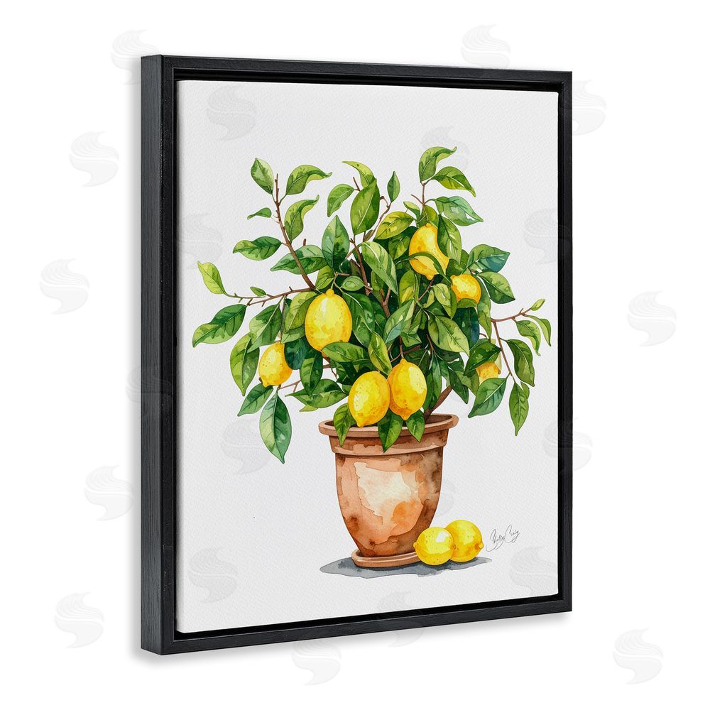 Shelly Craig Potted Lemon Tree Black Floating Frame Canvas Wall Art Print