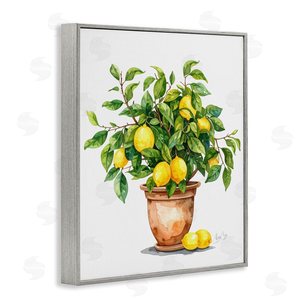 Shelly Craig Potted Lemon Tree Gray Framed Giclee Wall Art Print