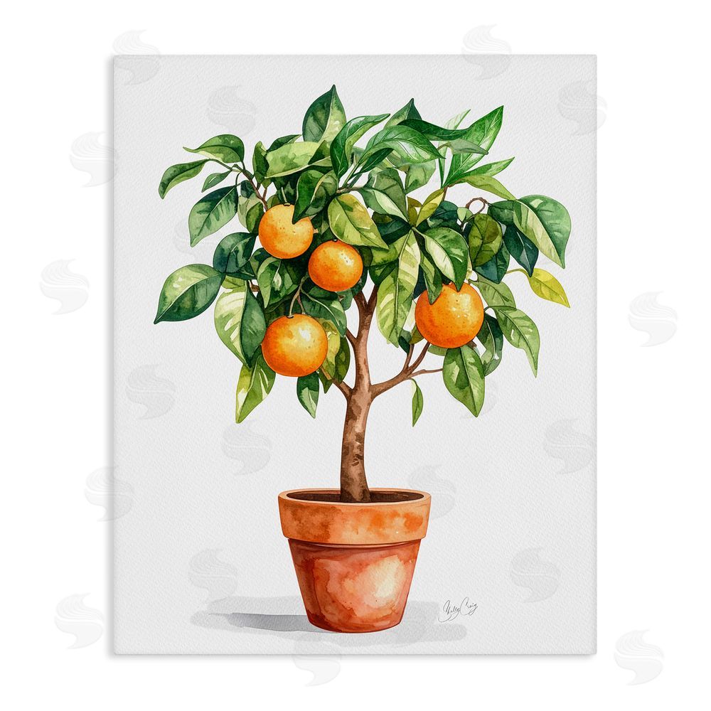 Shelly Craig Potted Orange Tree Stretched Canvas Wall Art Print