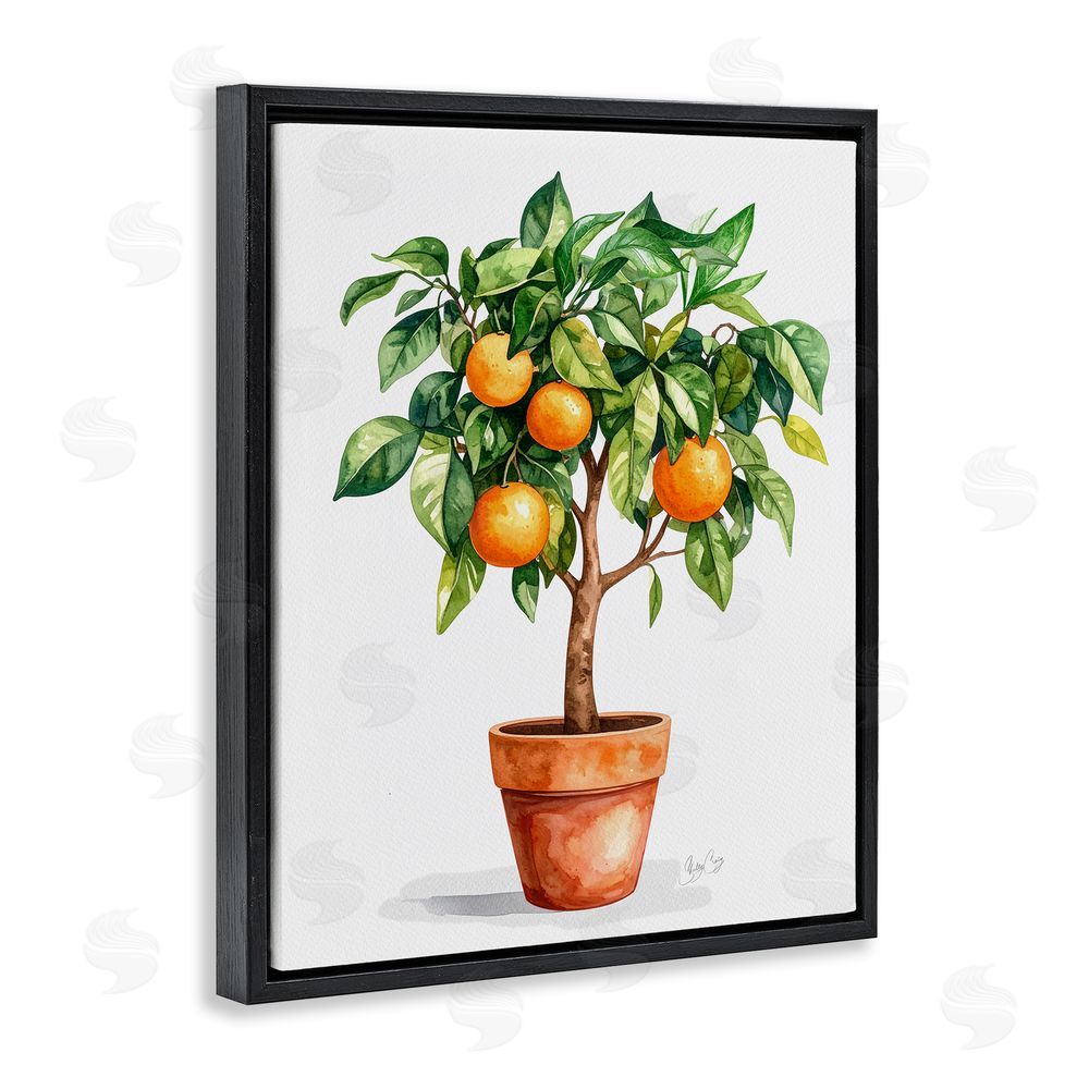 Shelly Craig Potted Orange Tree Black Floating Frame Canvas Wall Art Print
