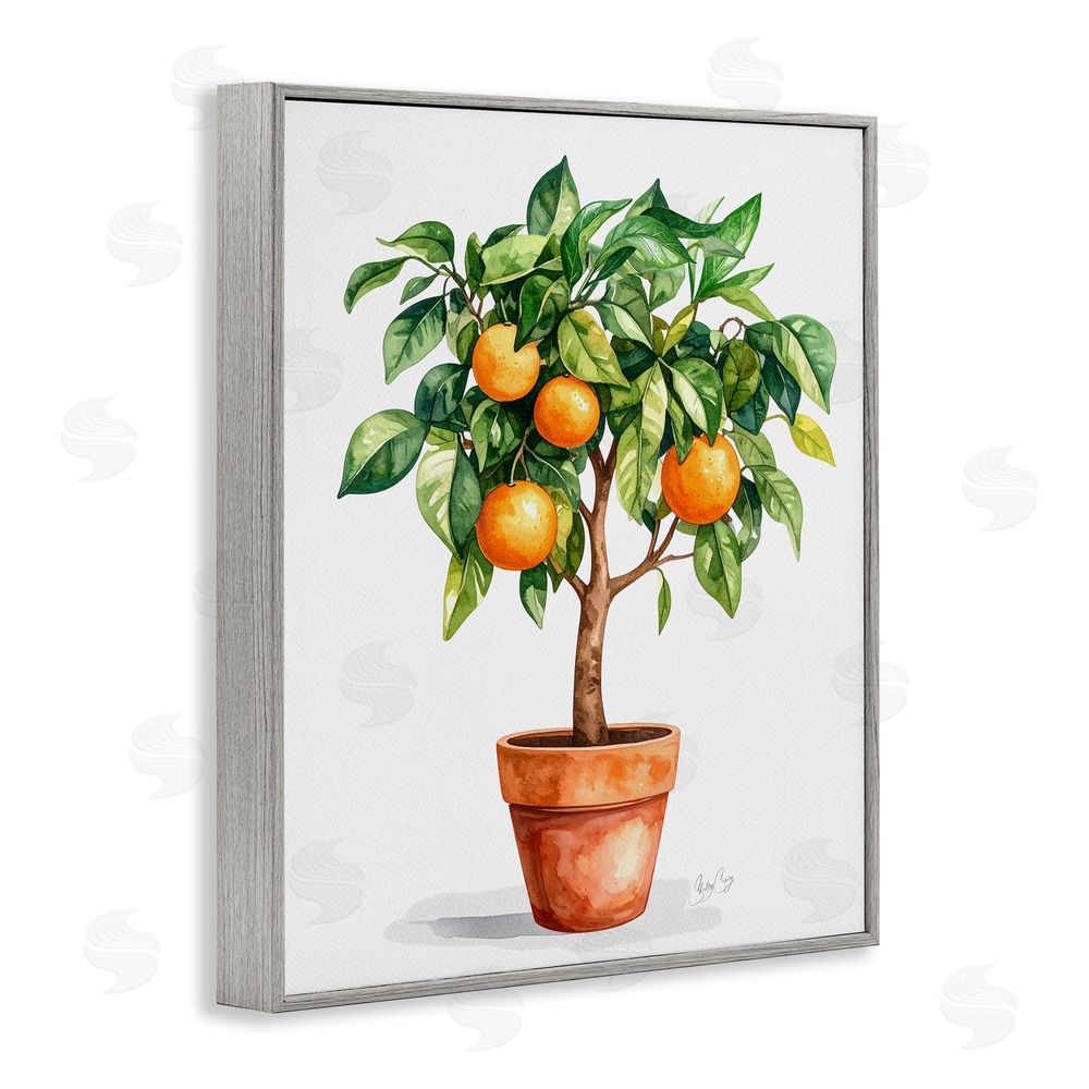 Shelly Craig Potted Orange Tree Gray Framed Giclee Wall Art Print