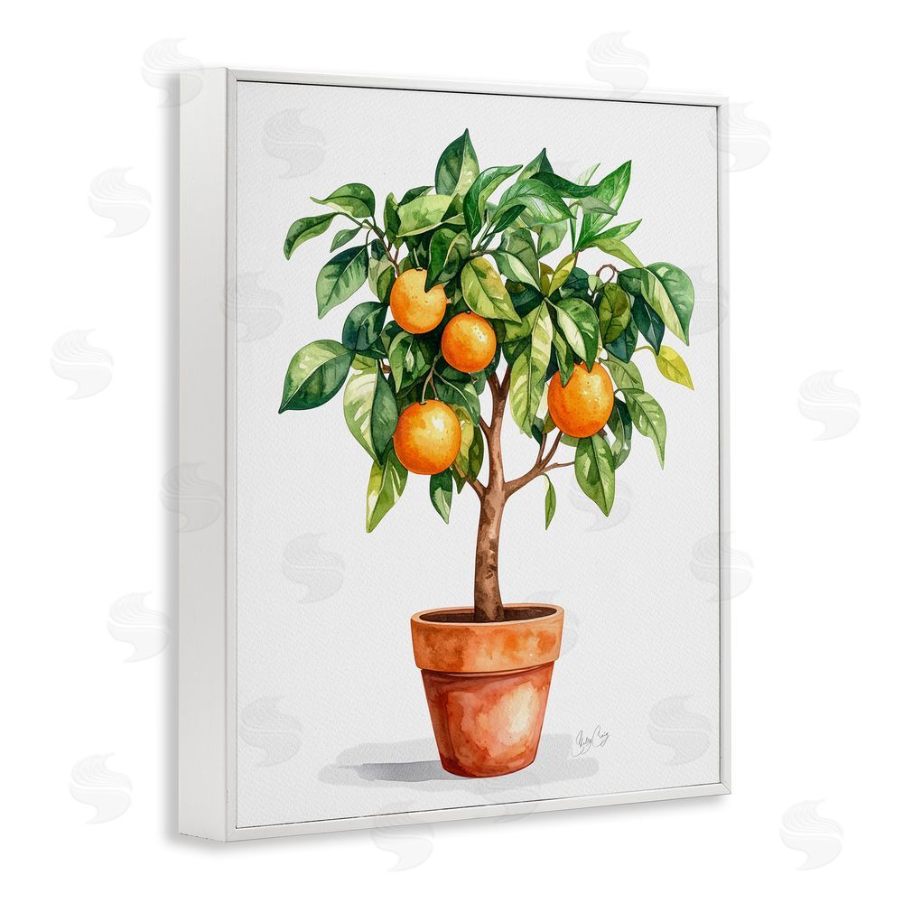 Shelly Craig Potted Orange Tree White Framed Giclee Wall Art Print