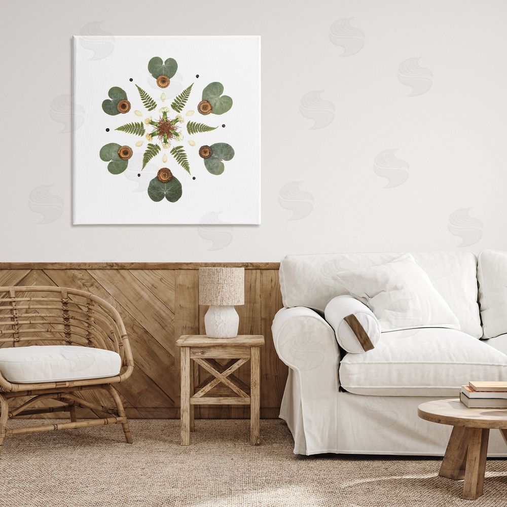 Beth Adoette Lily Pad & Fern Mandala Stretched Canvas Wall Art in Room