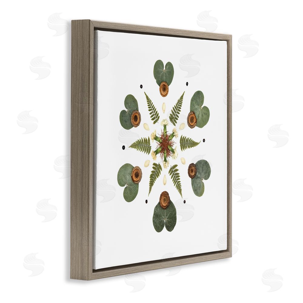 Beth Adoette Lily Pad & Fern Mandala Brown Floating Frame Canvas Wall Art Print