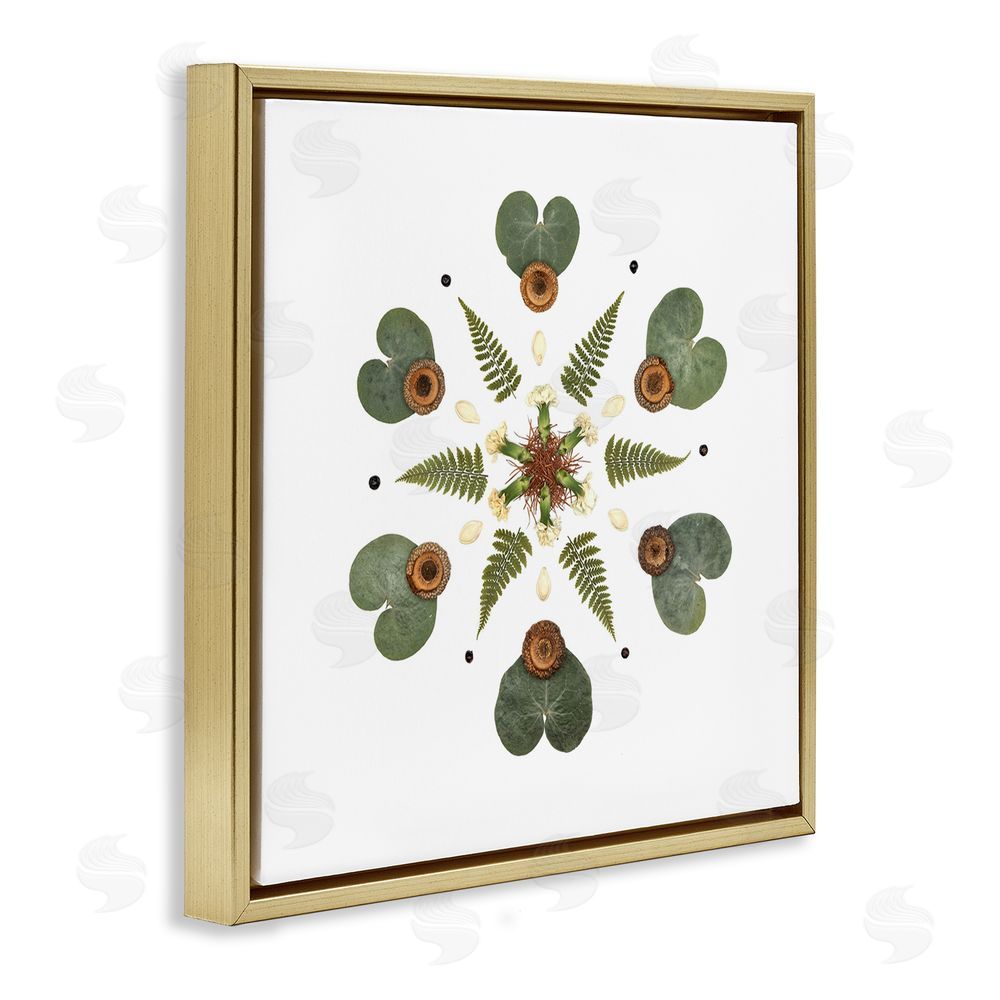 Beth Adoette Lily Pad & Fern Mandala Gold Floating Frame Canvas Wall Art Print