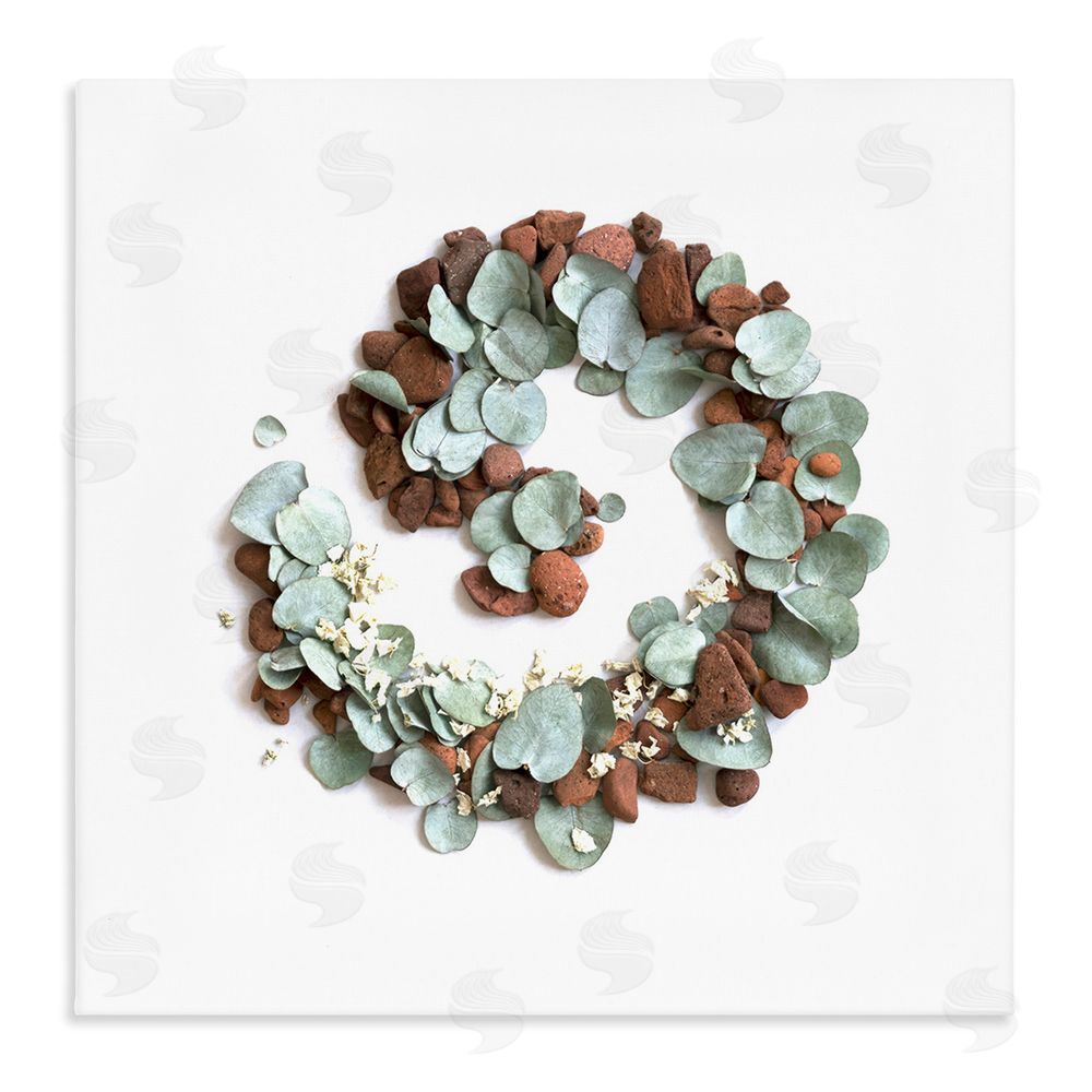 Beth Adoette Eucalyptus & Pebbles Spiral Stretched Canvas Wall Art Print