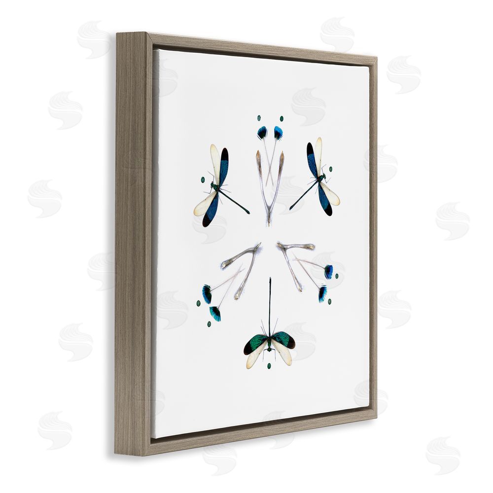 Beth Adoette Simple Dragonfly Symmetry Brown Floating Frame Canvas Wall Art Print