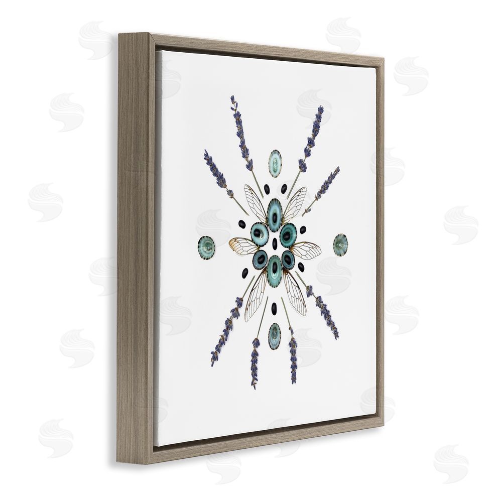 Beth Adoette Lavender & Delicate Wings Brown Floating Frame Canvas Wall Art Print