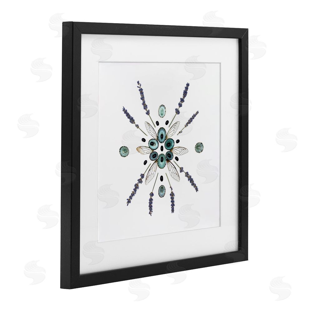 Beth Adoette Lavender & Delicate Wings Black Framed Print Under Glass Wall Art