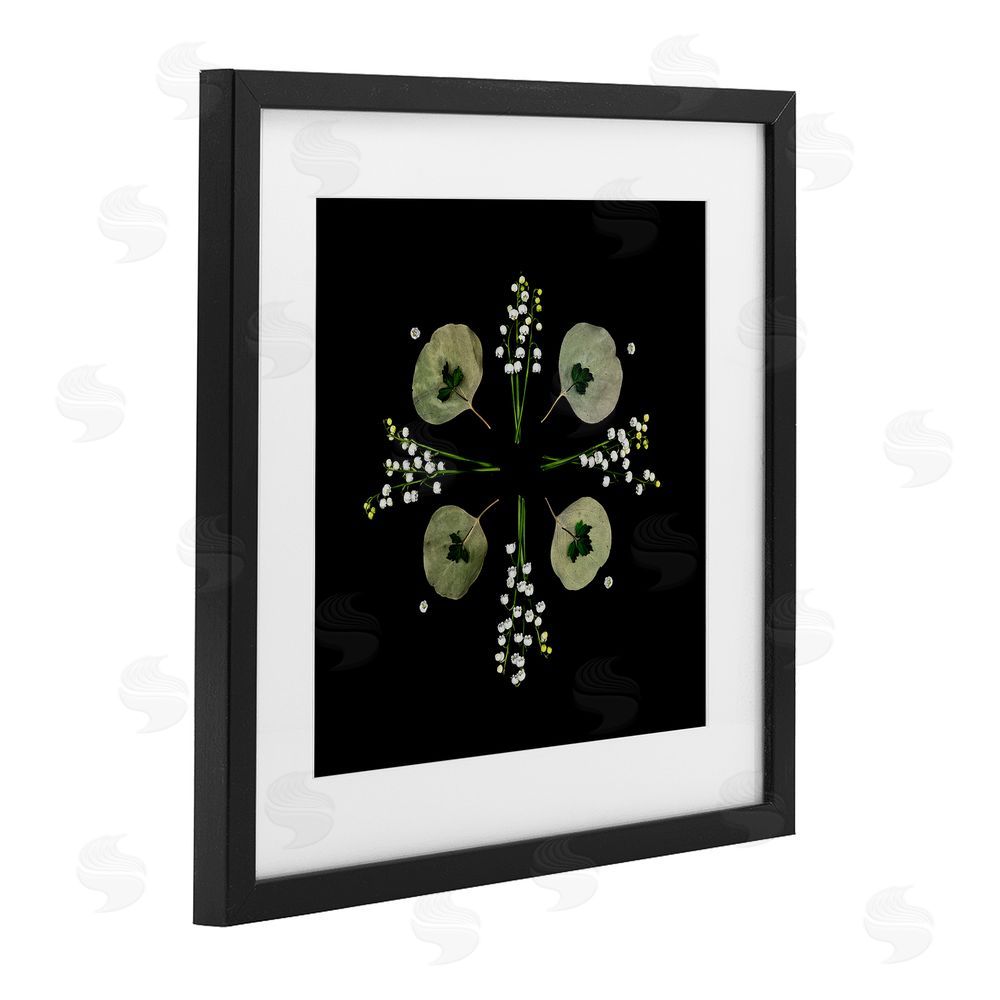 Beth Adoette Leaves & Wildflowers on Black Black Framed Print Under Glass Wall Art