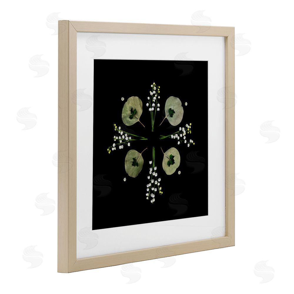Beth Adoette Leaves & Wildflowers on Black Brown Framed Print Under Glass Wall Art