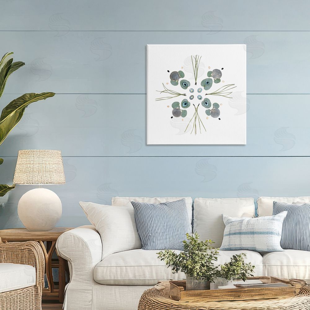 Beth Adoette Seashell & Leaf Symmetry Stretched Canvas Wall Art in Room