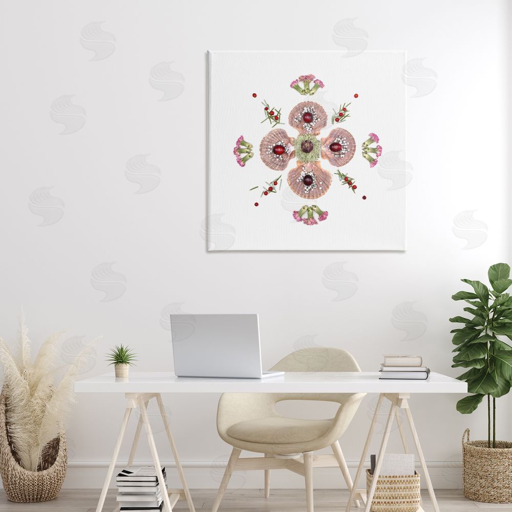 Beth Adoette Clam Shells & Botanicals Pattern Stretched Canvas Wall Art in Room