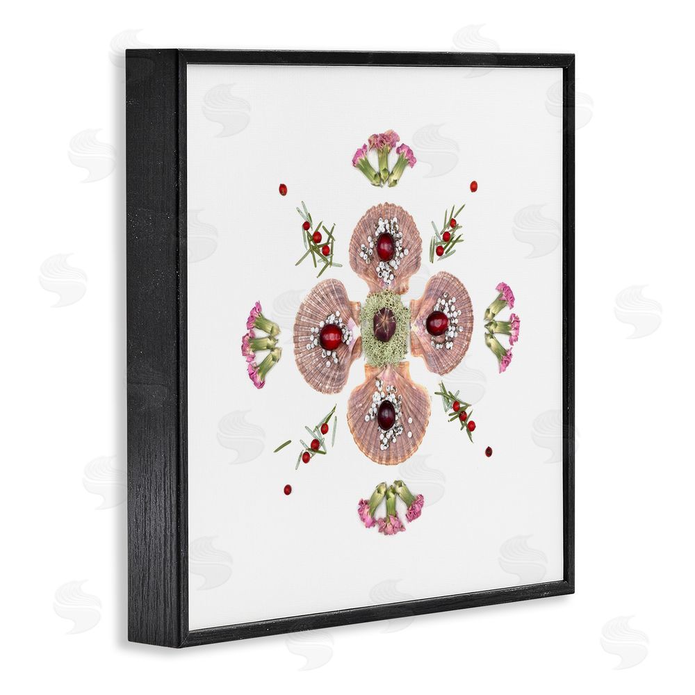 Beth Adoette Clam Shells & Botanicals Pattern Black Framed Giclee Wall Art Print