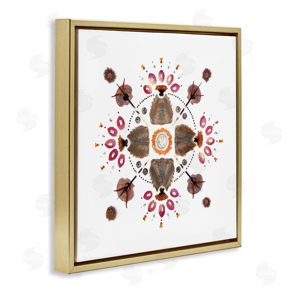 Beth Adoette Symmetrical Nautical Collection Gold Floating Frame Canvas Wall Art Print