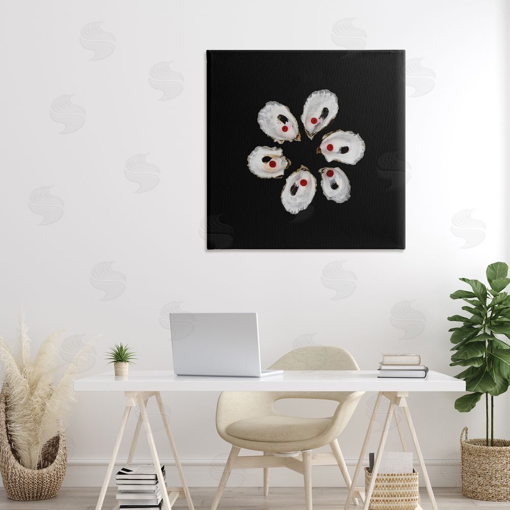 Beth Adoette Oyster Shells Symmetry Stretched Canvas Wall Art in Room