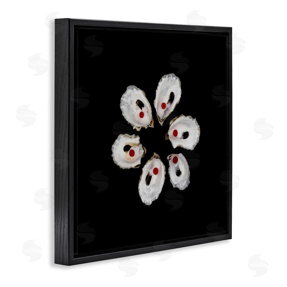 Beth Adoette Oyster Shells Symmetry Black Floating Frame Canvas Wall Art Print