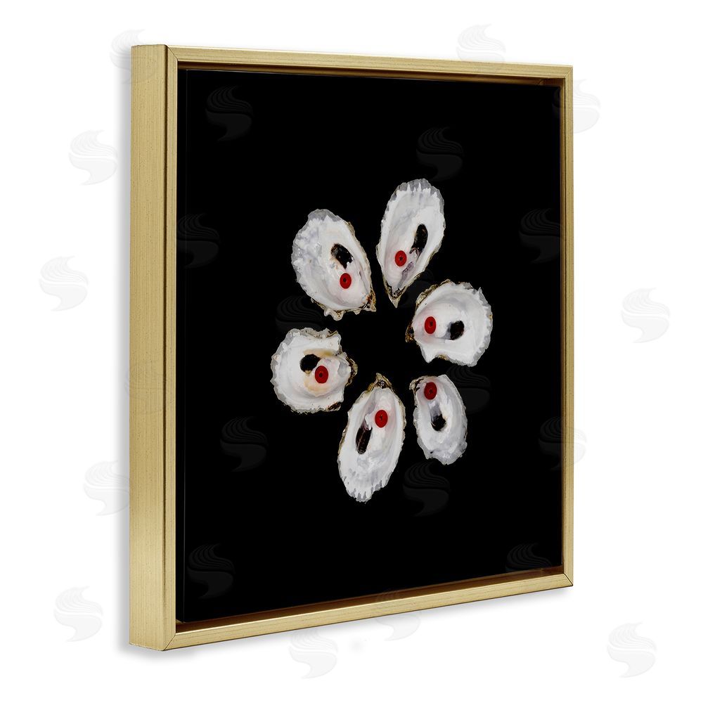 Beth Adoette Oyster Shells Symmetry Gold Floating Frame Canvas Wall Art Print