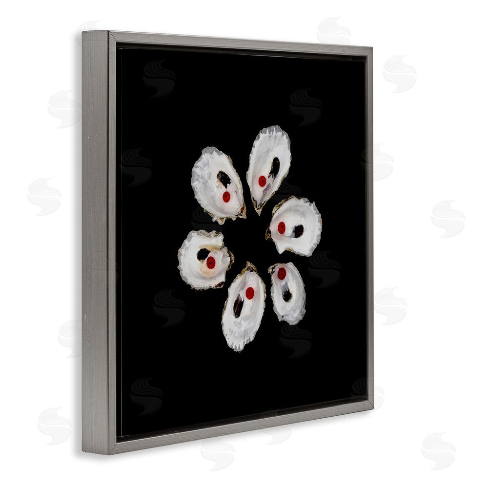 Beth Adoette Oyster Shells Symmetry Gray Floating Frame Canvas Wall Art Print