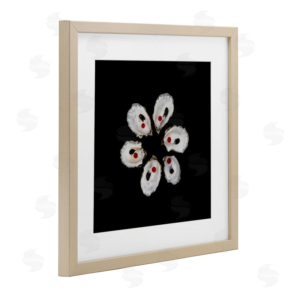 Beth Adoette Oyster Shells Symmetry Brown Framed Print Under Glass Wall Art