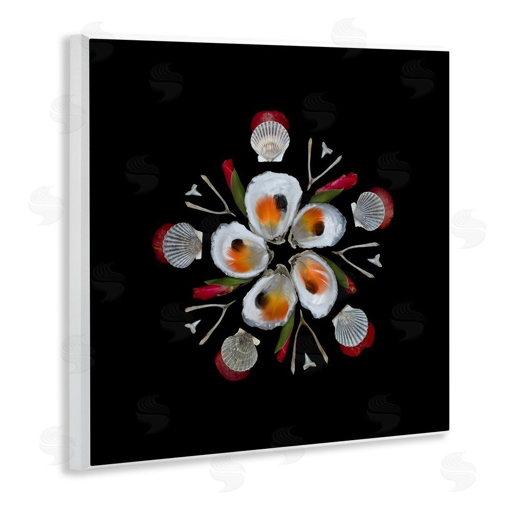 Beth Adoette Nautical Oysters Mandala Wooden Wall Plaque Art Print