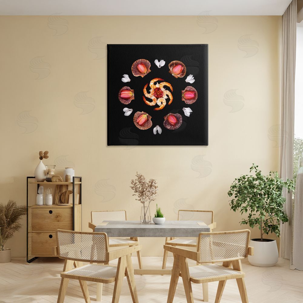 Beth Adoette Seashells & Tulips Symmetry Stretched Canvas Wall Art in Room