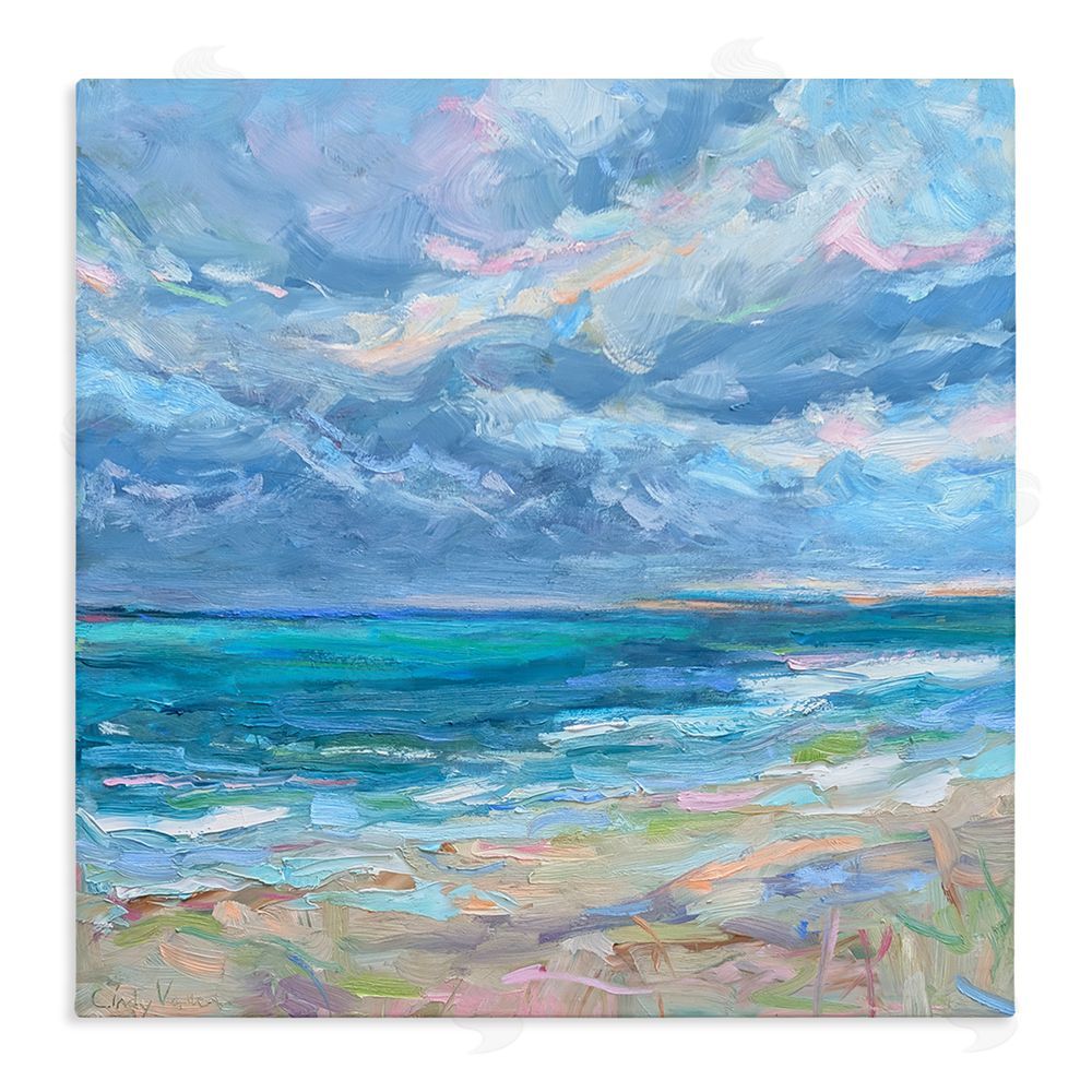 Cindy Vener Lavender Gray Day Beach Stretched Canvas Wall Art Print