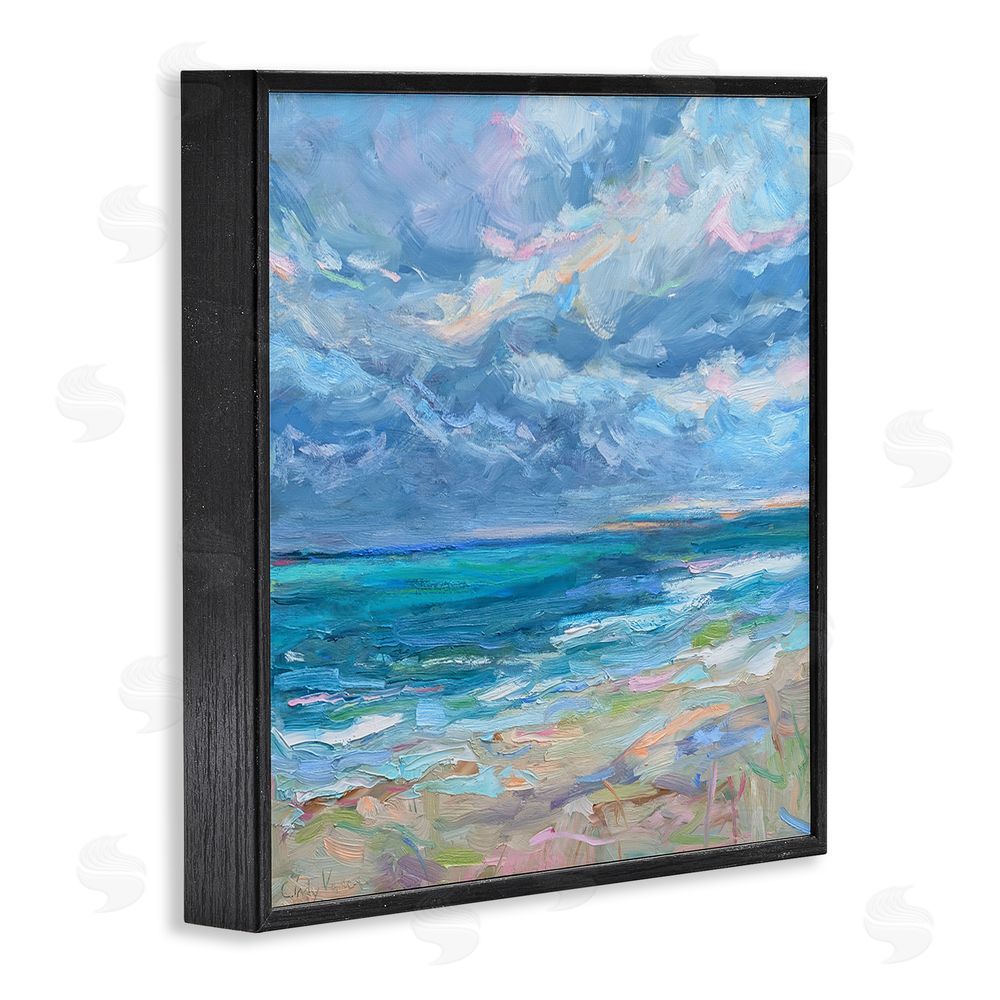 Cindy Vener Lavender Gray Day Beach Black Framed Giclee Wall Art Print
