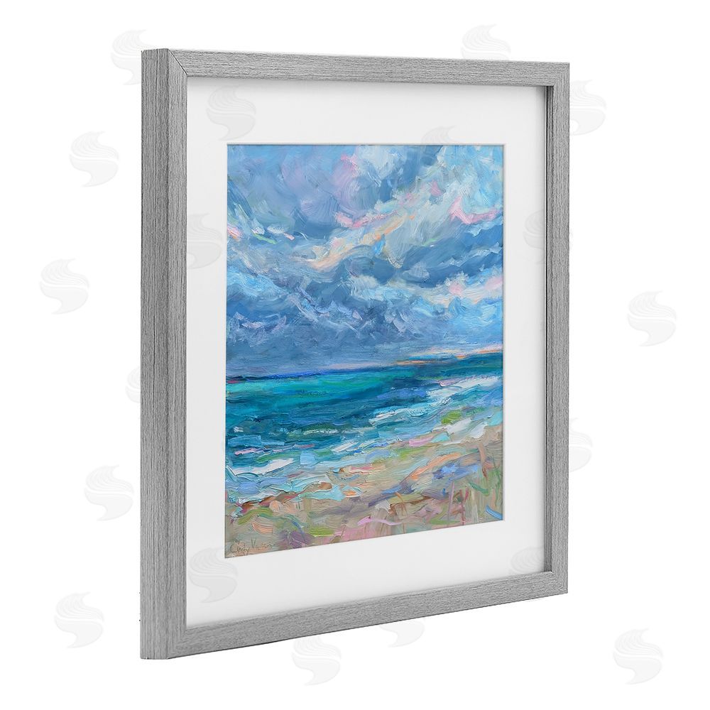 Cindy Vener Lavender Gray Day Beach Gray Framed Print Under Glass Wall Art