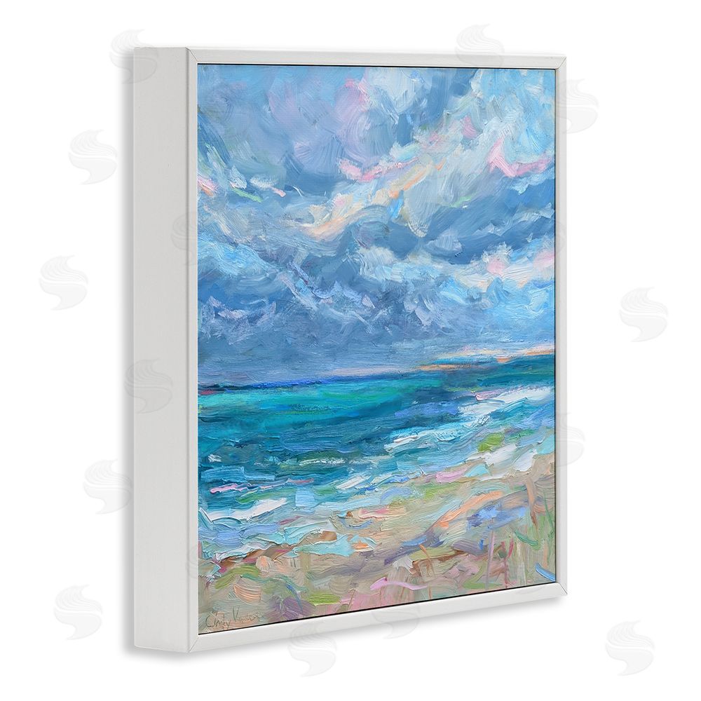 Cindy Vener Lavender Gray Day Beach White Framed Giclee Wall Art Print