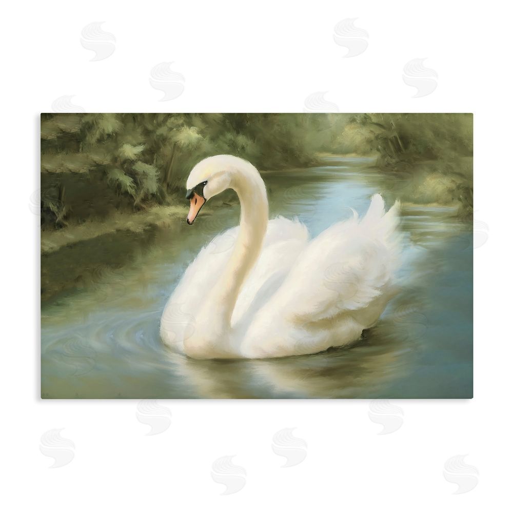 Elizabeth Medley Beautiful Swan Floating Gracefully Stretched Canvas Wall Art Print