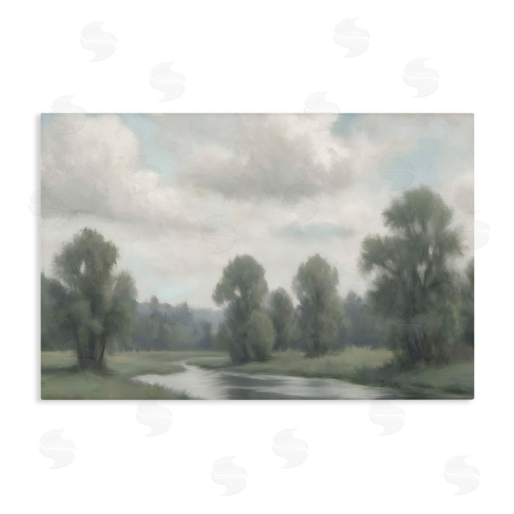 Elizabeth Medley Along The Pond Muted Atmosphere Stretched Canvas Wall Art Print