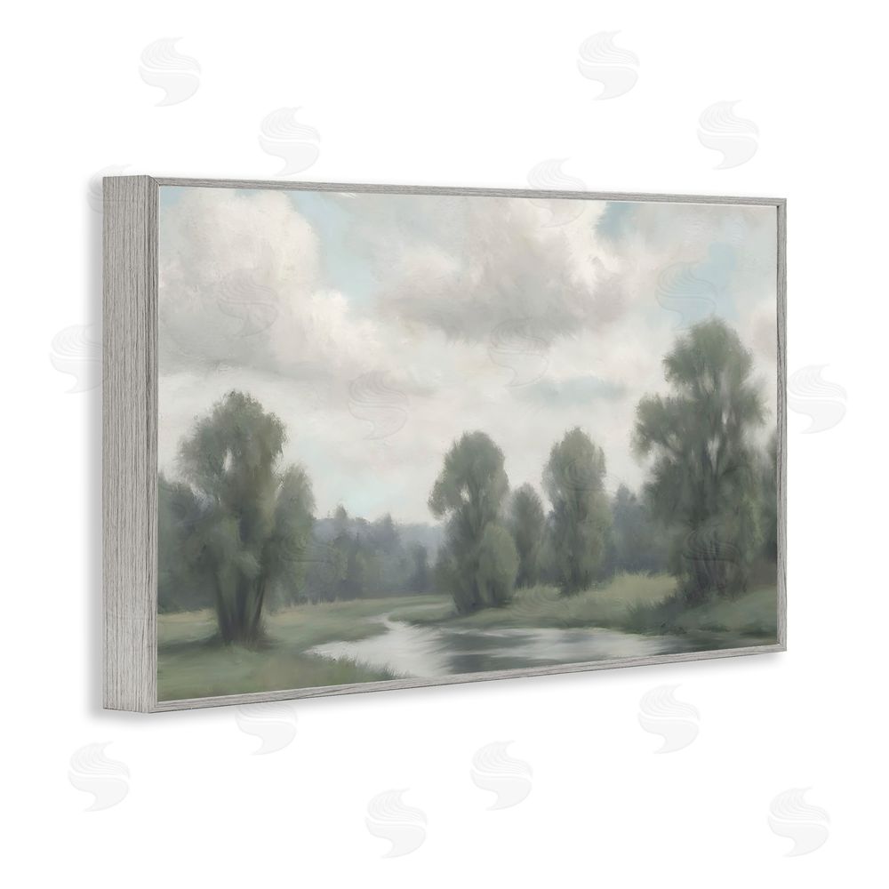 Elizabeth Medley Along The Pond Muted Atmosphere Gray Framed Giclee Wall Art Print