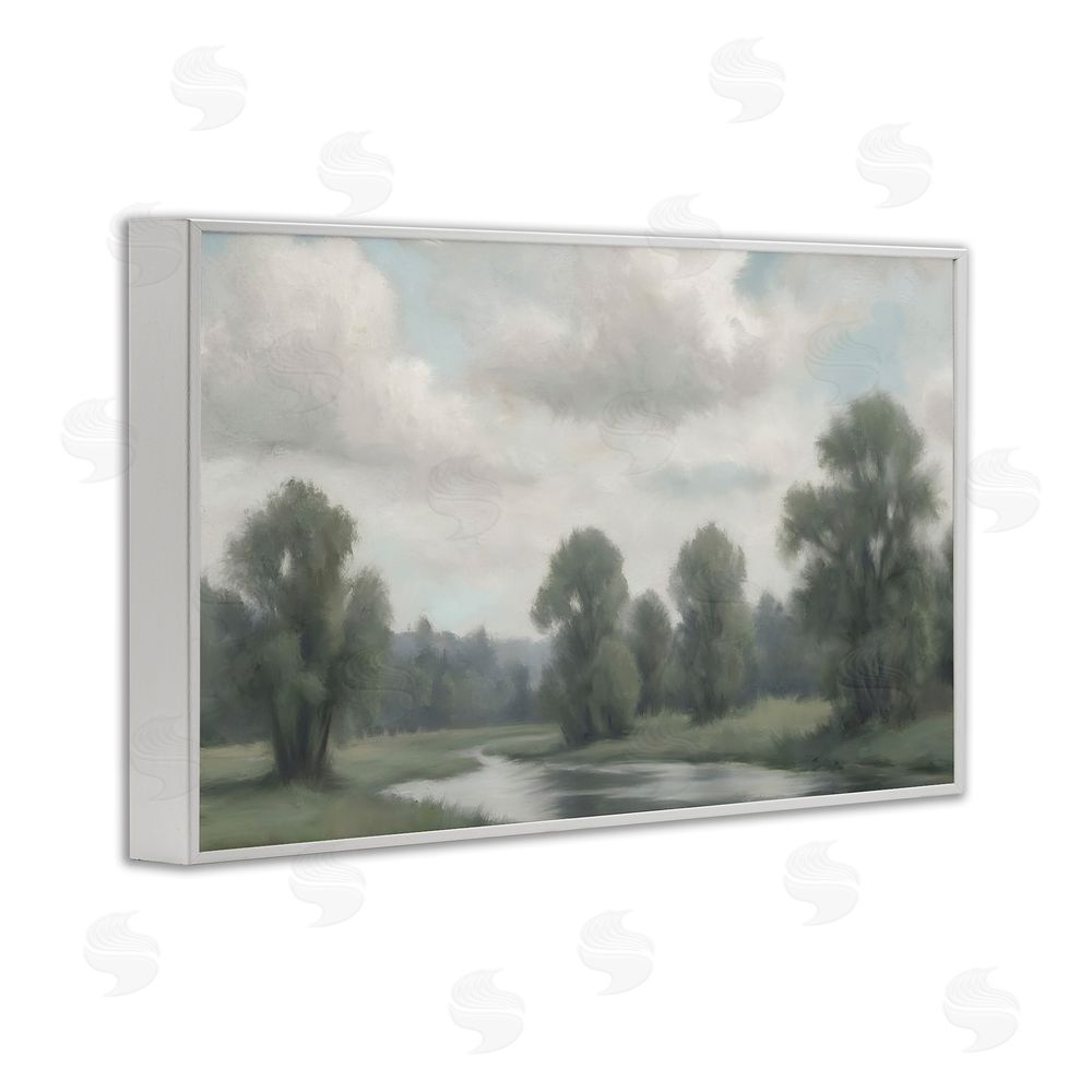 Elizabeth Medley Along The Pond Muted Atmosphere White Framed Giclee Wall Art Print