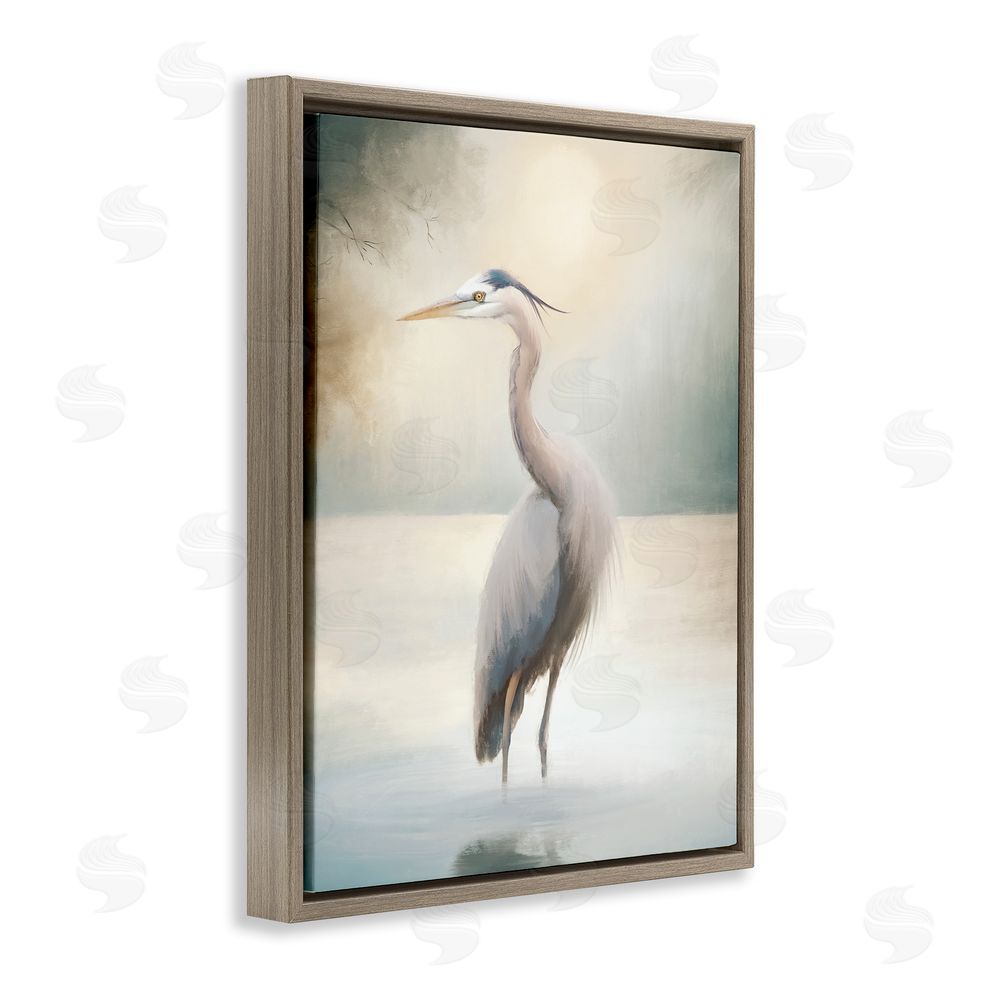 Elizabeth Medley Mystical Heron at Dawn Brown Floating Frame Canvas Wall Art Print