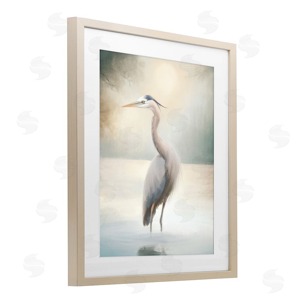 Elizabeth Medley Mystical Heron at Dawn Brown Framed Print Under Glass Wall Art