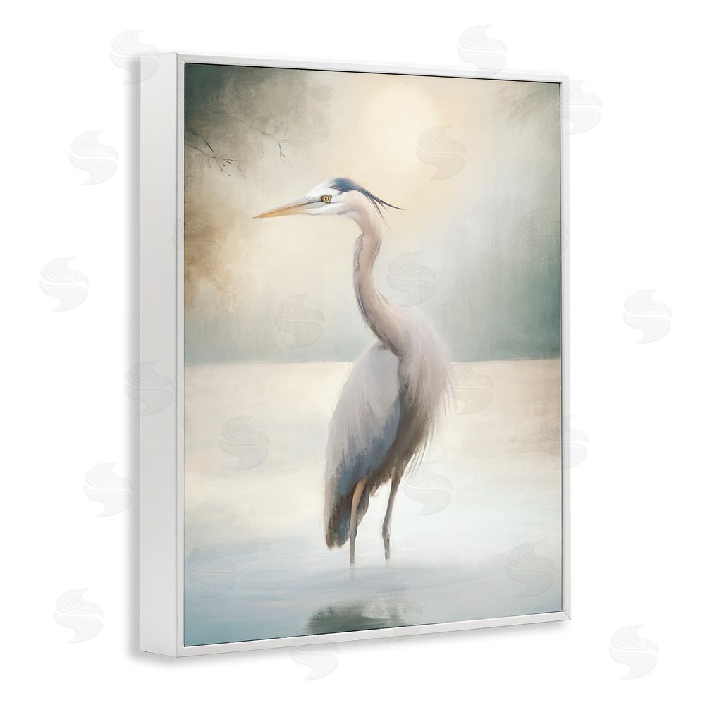 Elizabeth Medley Mystical Heron at Dawn White Framed Giclee Wall Art Print