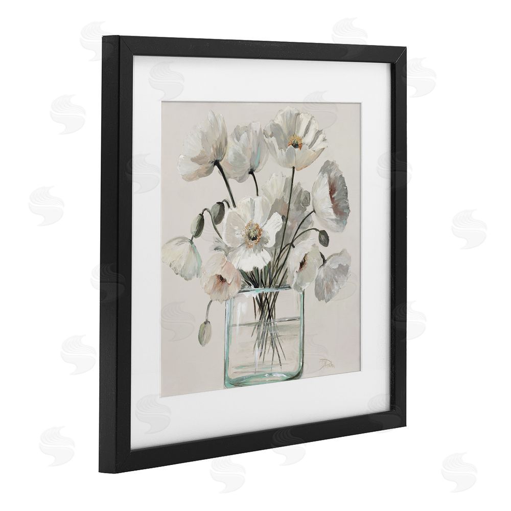 Patricia Pinto Delicate Poppies in Clear Vase Black Framed Print Under Glass Wall Art