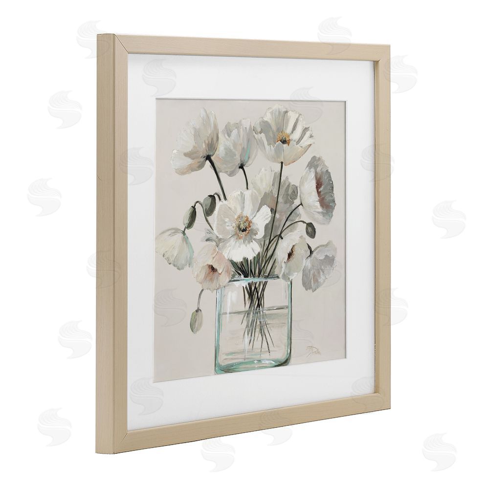 Patricia Pinto Delicate Poppies in Clear Vase Brown Framed Print Under Glass Wall Art