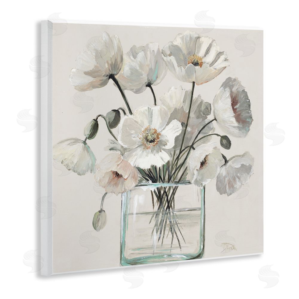 Patricia Pinto Delicate Poppies in Clear Vase Wooden Wall Plaque Art Print