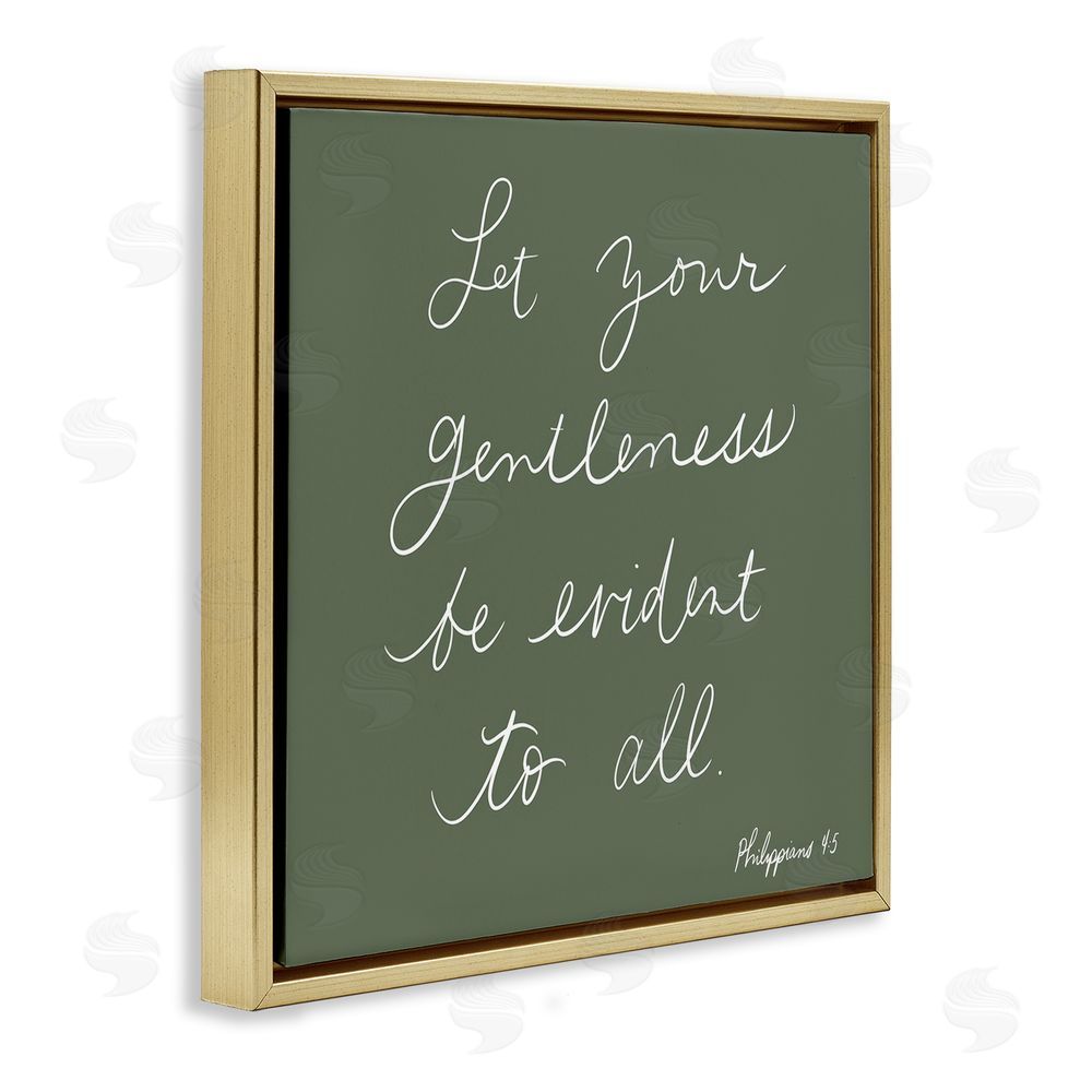 SUNDANCE GROUP, LLC Encouraging Gentleness Proverb Gold Floating Frame Canvas Wall Art Print