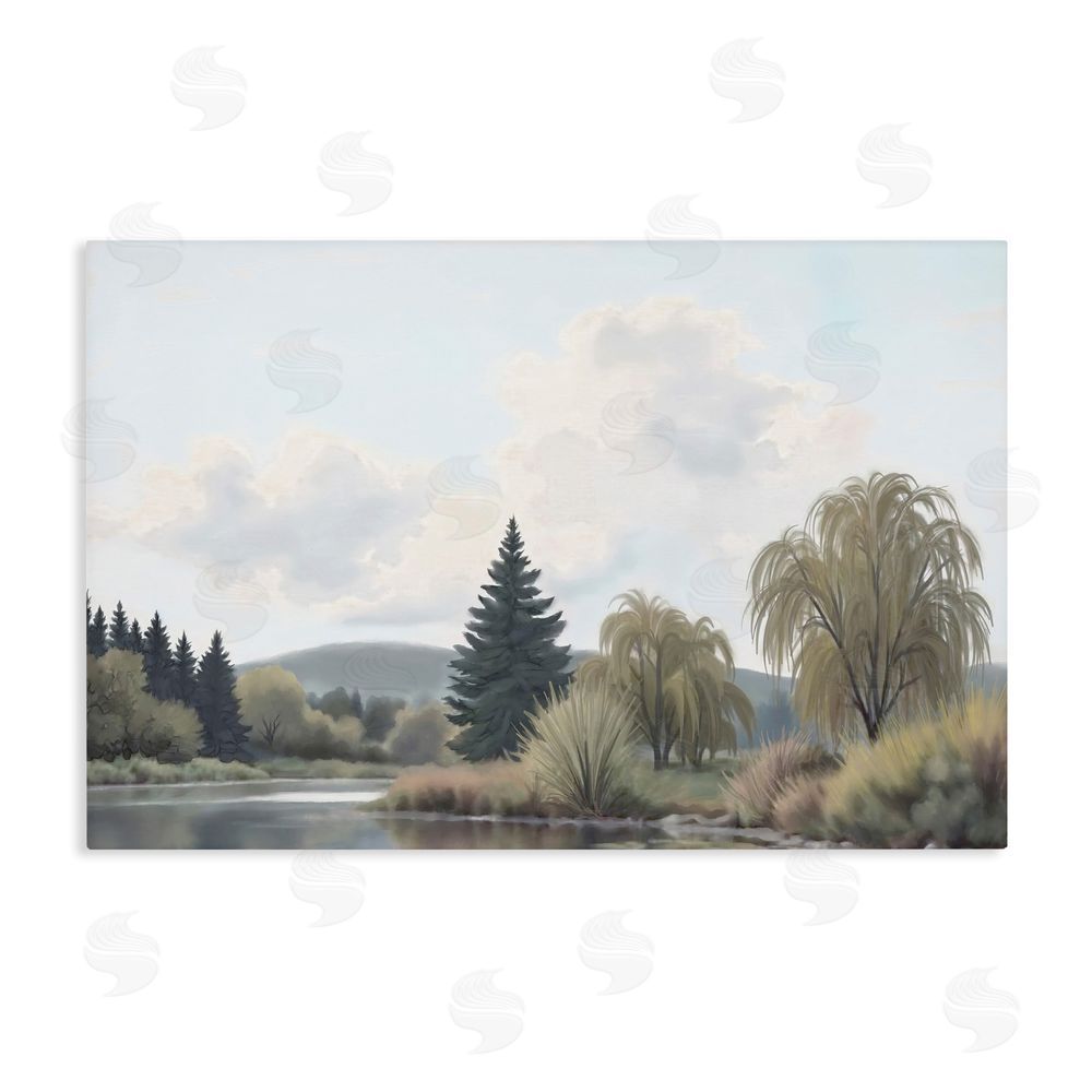 Elizabeth Medley Along The Stream Muted Atmosphere Stretched Canvas Wall Art Print