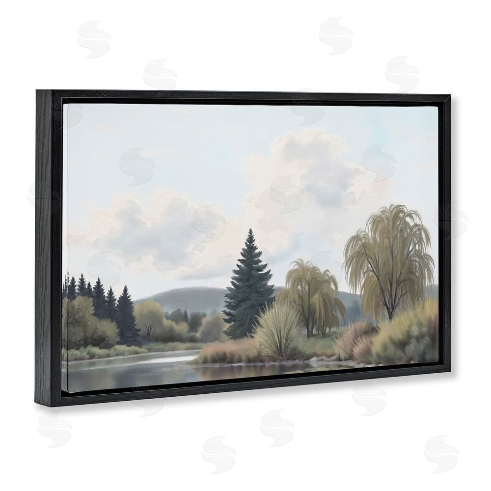 Elizabeth Medley Along The Stream Muted Atmosphere Black Floating Frame Canvas Wall Art Print