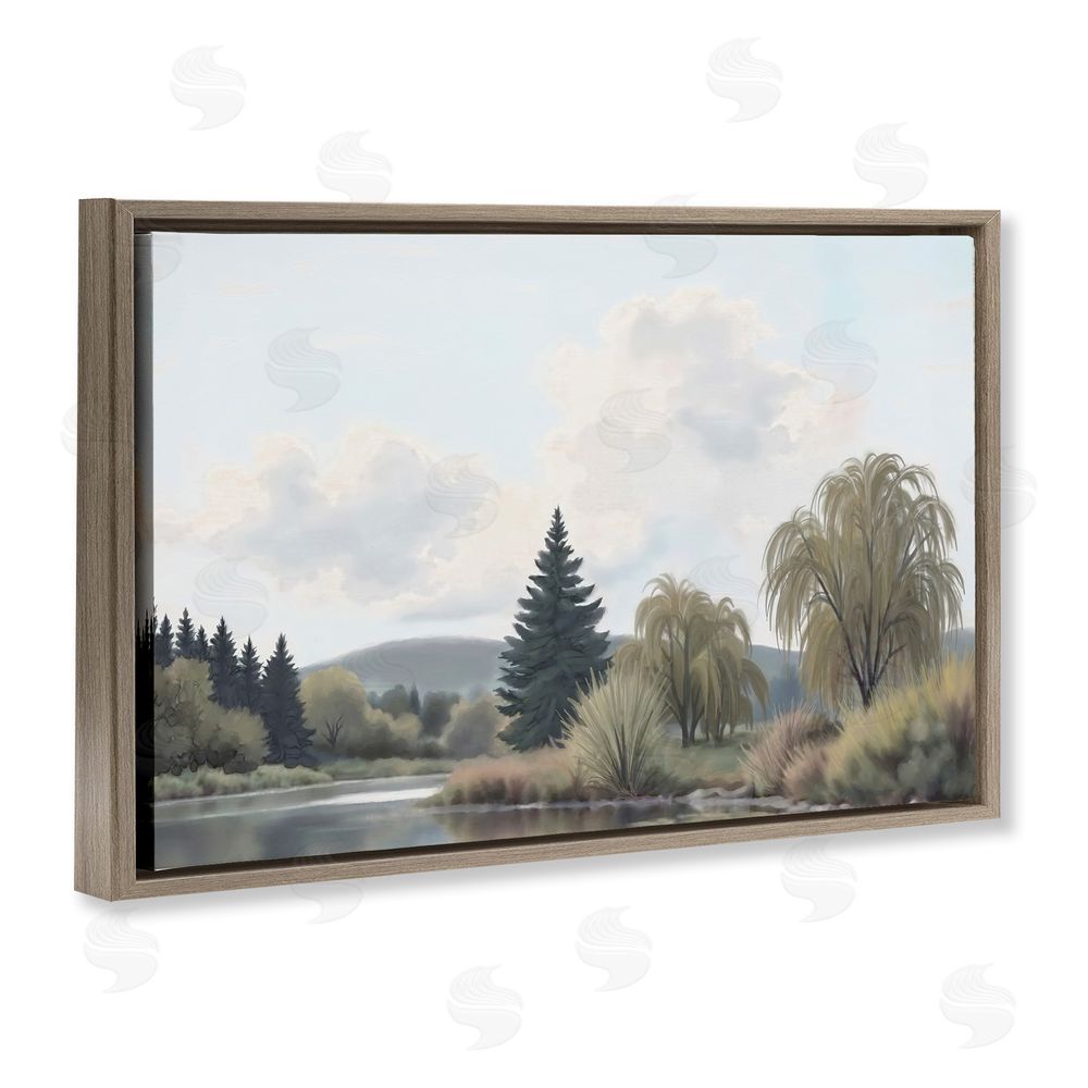 Elizabeth Medley Along The Stream Muted Atmosphere Brown Floating Frame Canvas Wall Art Print