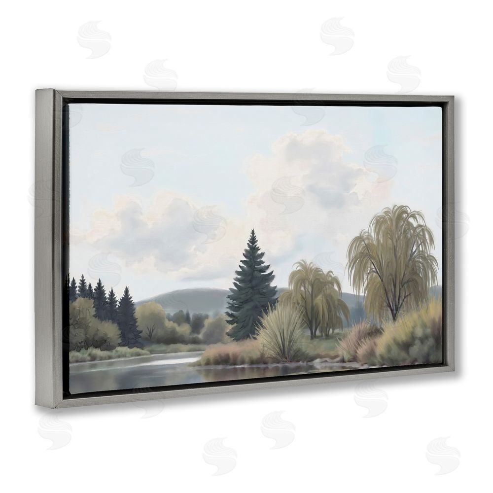 Elizabeth Medley Along The Stream Muted Atmosphere Gray Floating Frame Canvas Wall Art Print