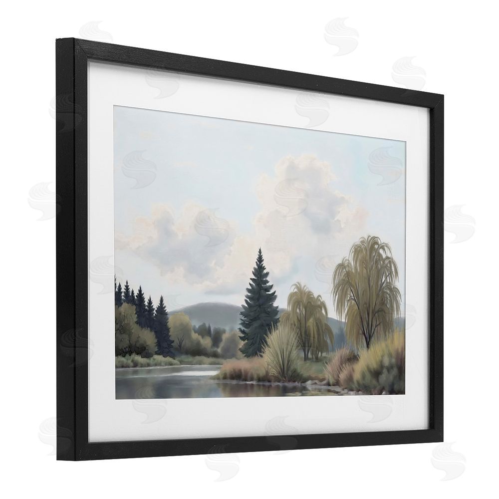 Elizabeth Medley Along The Stream Muted Atmosphere Black Framed Print Under Glass Wall Art