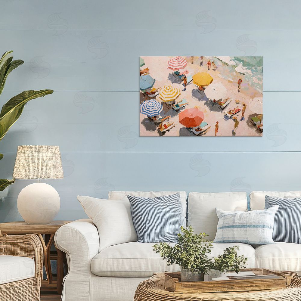 Jacky Ngan Summer Beach Fun Expression Stretched Canvas Wall Art in Room