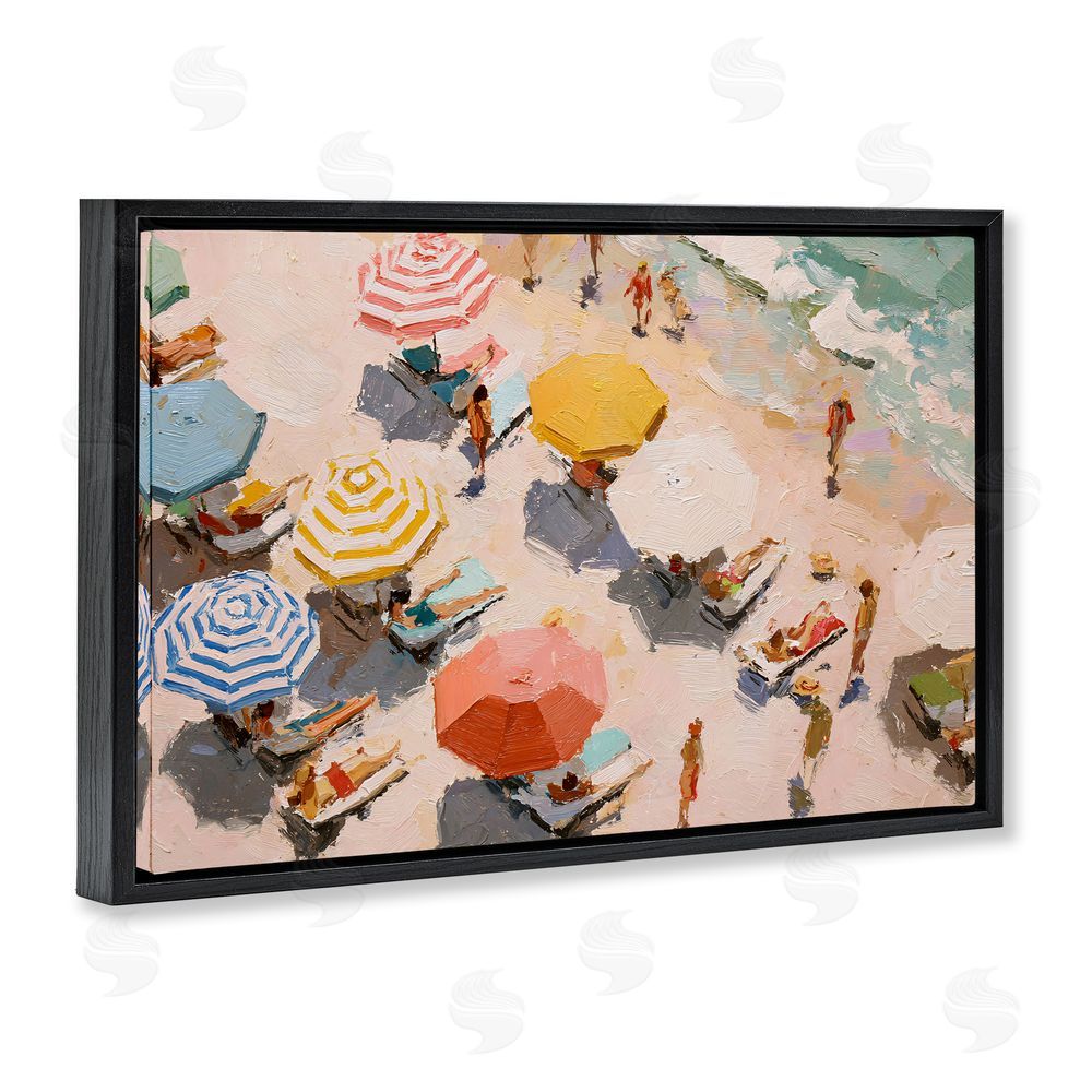 Jacky Ngan Summer Beach Fun Expression Black Floating Frame Canvas Wall Art Print