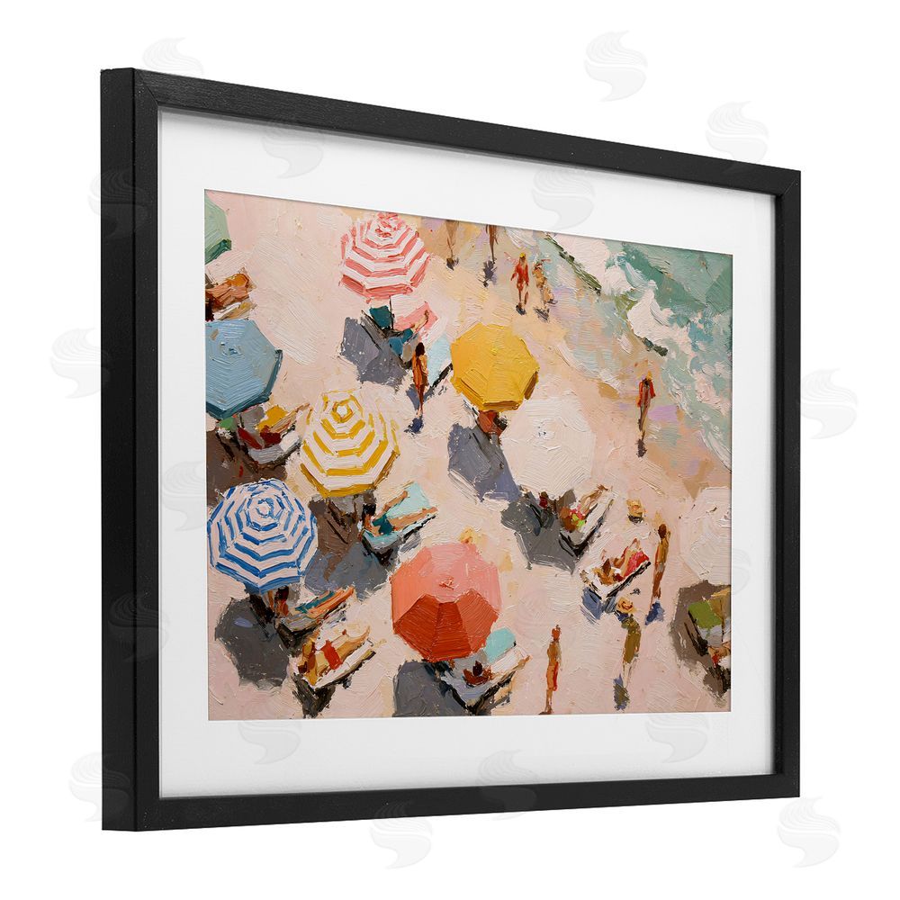 Jacky Ngan Summer Beach Fun Expression Black Framed Print Under Glass Wall Art